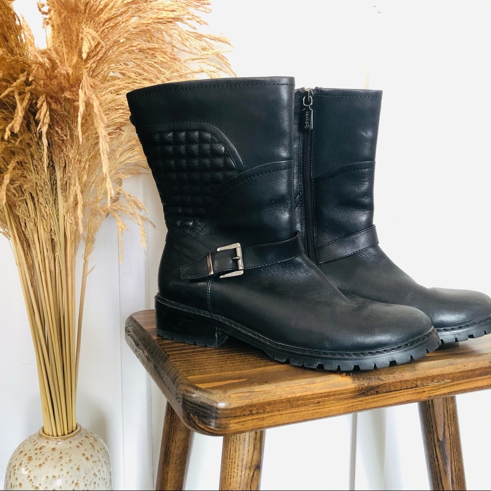 Blondo Black Buckle Quilted Boots